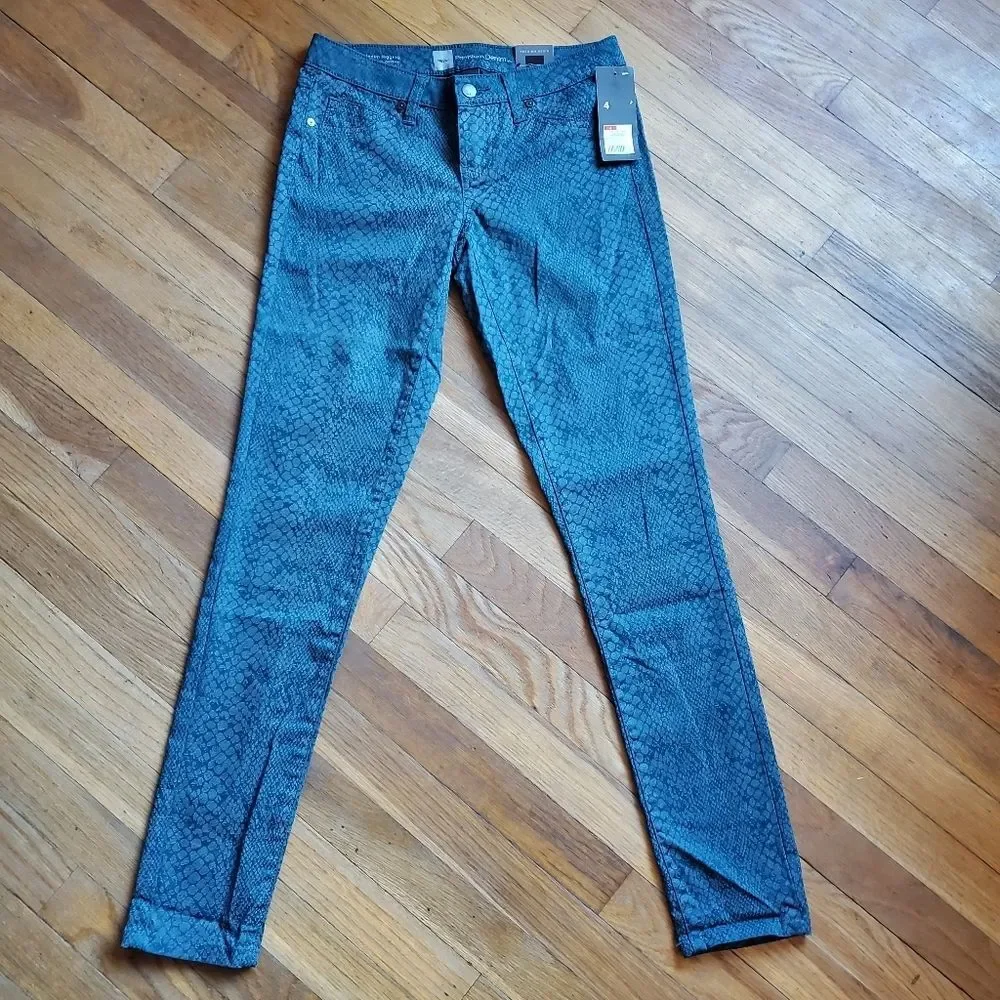 Mossimo blue snakesprint mid‎ rise skinny denim leggings size 4 NWT
